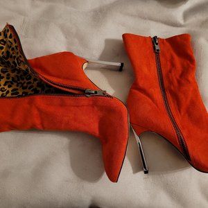 New Red suede ankle boots